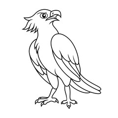Cartoon harpy eagle bird line art