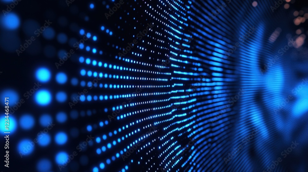 Poster blue dots curve with blurred background for graphic use