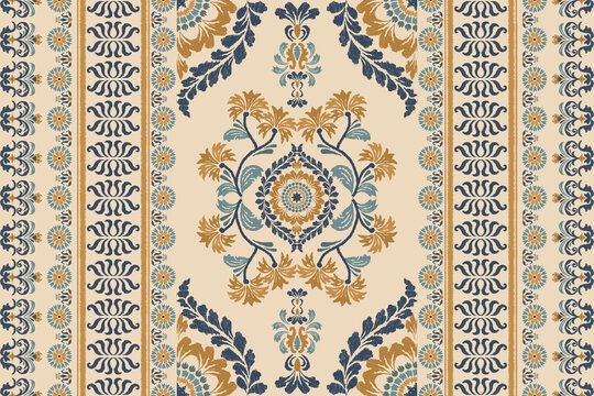 Motifs African boho paisley Floral Ikat pattern embroidery border.Ethnic Indian Aztec seamless patterns.ikat oriental pattern traditional.Saree sarong design for texture,fabric, clothing,wrapping,deco