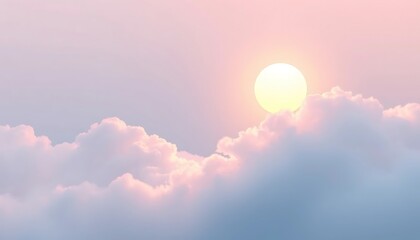 Obraz premium Pastel Sunset Sky with Fluffy Clouds