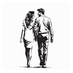 Man Woman Holding Hands image vector Illustration isolated on white background.