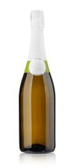 One bottle of champagne isolated on white