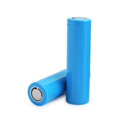 Light blue AA alkaline batteries isolated on white