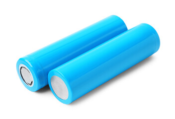 Light blue AA alkaline batteries isolated on white