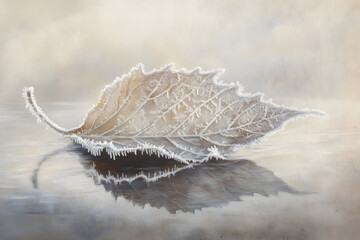 Fototapeta premium leaf on ice