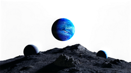 Surreal planets nature png on transparent background