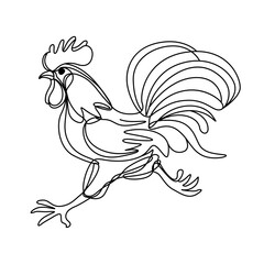 running rooster line art funny sketch