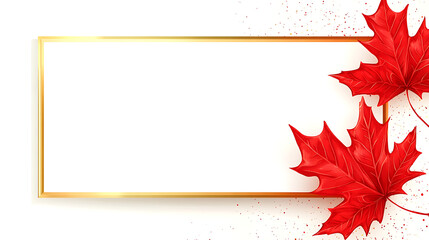 Obraz premium Canada Day Frame Featuring Maple Leaves, Gold Border, and White Background