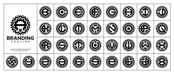 Luxury sun shine initial letter A-Z logo set