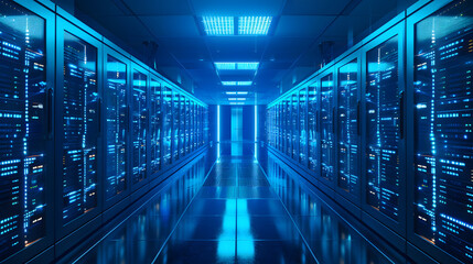 Fototapeta premium A Beautiful Digital Technology Room with Glowing Lights