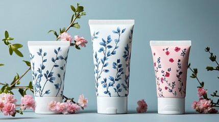 Elegant floral design enhancing cosmetic packaging tubes 