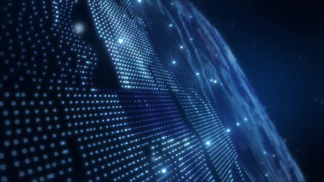 Blue technology background with a glowing panel digital data. Big data network server concept.
