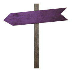 Pole with purple arrow-shaped pointer isolated on white