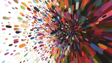 Vibrant abstract explosion of colorful brush strokes on white background