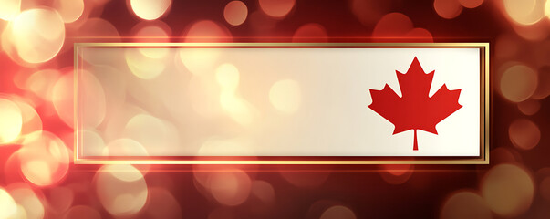 Canada Day Frame Red And Gold Bokeh Background With Maple Leaf