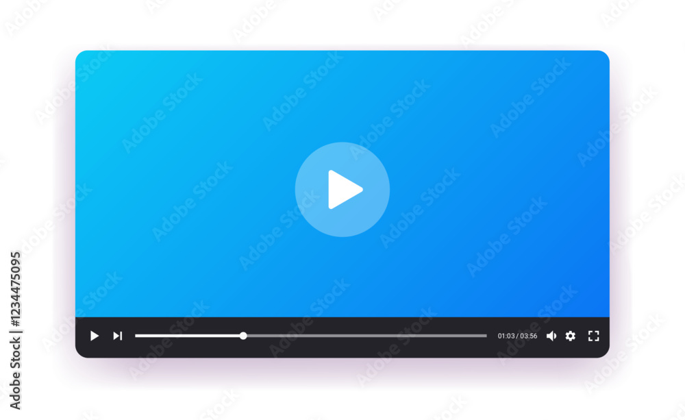 Poster video player frame - simple vector illustration of online movie, film or video software with play bu