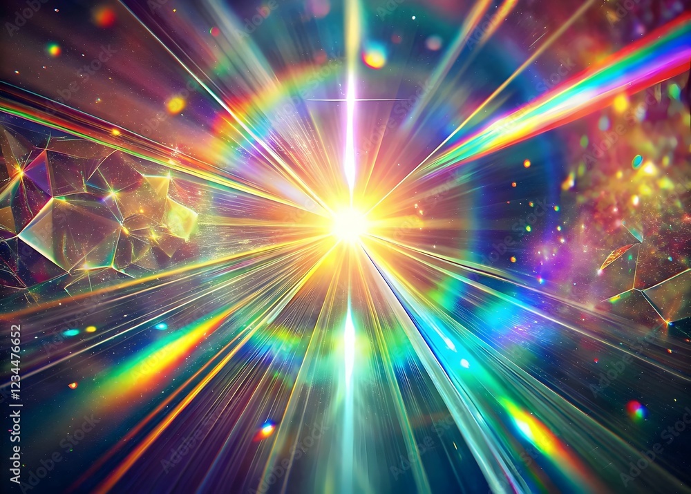 Aufkleber radiant light burst colorful patterns cosmic energy luminous spectrum shimmering vibrancy dynamic re