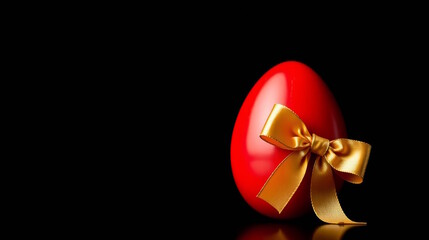 red  easter egg on black background
