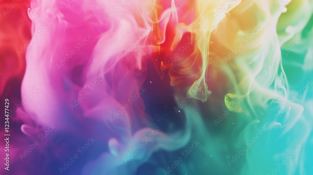 Poster abstract background with swirling smoke-like shapes of multiple colors