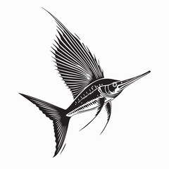 Obraz premium Sailfish Image Vector. Black and white Sailfish Image Vector isolated on white background.