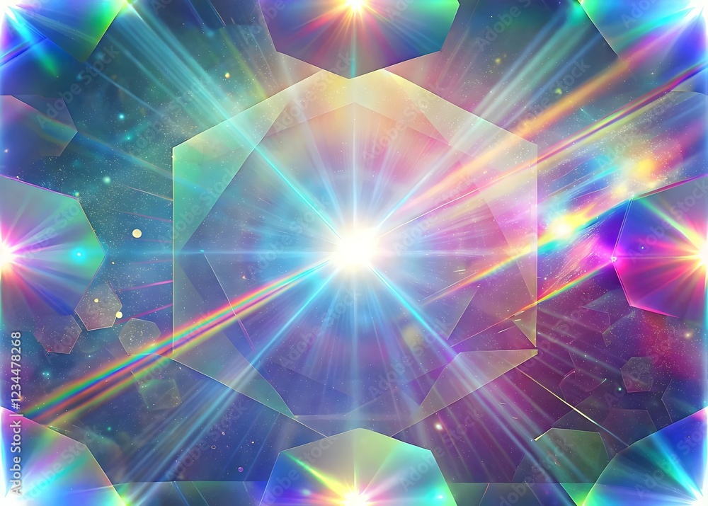 Aufkleber colorful light rays cosmic reflection shimmering geometric patterns deep space illumination