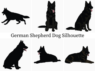 German Shepherd Dog Silhouette Bundle