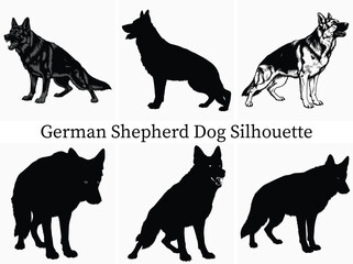 German Shepherd Dog Silhouette Bundle