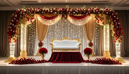 A Vibrant Wedding Stage, A Sleek Futuristic Wedding Stage, A Magical Wedding Stage With An  Ice-Blue And Silve