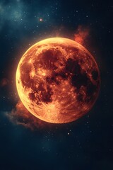 Fototapeta premium Vector art of a lunar eclipse with the Earths shadow crossing the moon in a stunning starry backdrop
