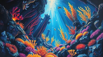 Colorful Tropical Coral Reef with Fish and Marine Life in the Red Sea
