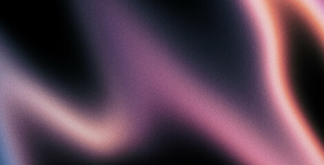 Vibrant rainbow, orange blue teal white psychedelic grainy gradient color flow wave on black...