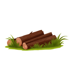 Illustration of Logs on Grass