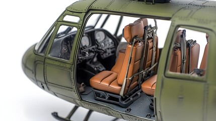 Fototapeta premium Detailed Model of a Helicopter Interior on a White Background