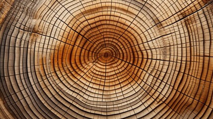 Fototapeta premium Detailed Close-Up View of Tree Rings Revealing Natural Patterns and Growth Layers in Wood Surface with Circular Texture and Earthy Tones