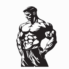 Fitness And Bodybuilding Logo Design Inspiration Vector image on white background.