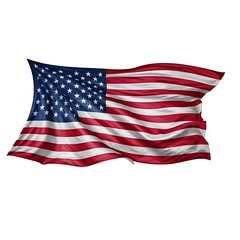 USA flags with hat cap white background.