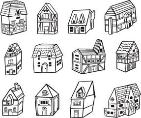 home and building doodles