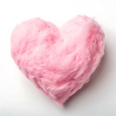 Pink heart shape cotton candy isolated on white Background