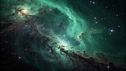 Obraz premium Abstract Deep Space Green Nebula Background