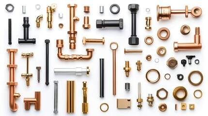 Obraz premium High-Quality Photorealistic Collection of Plumbing Pipes and Fittings