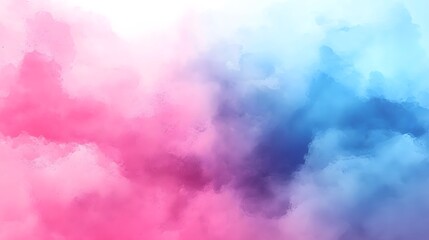 Soft Pastel Watercolor Background with Abstract Cloudy Texture in Pink and Blue Hues