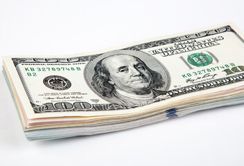 Close up of one hundred dollar banknotes. Business and finance concept.