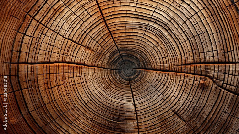 Poster detailed top view of tree rings displaying natural patterns and textures in a captivating wooden sur