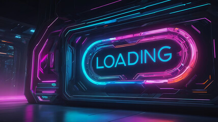 Obraz premium Futuristic loading sign with neon vibrant light