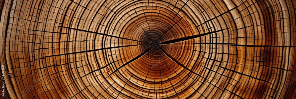 Poster close-up top view of tree rings displaying natural patterns and textures with visible growth lines a