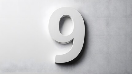 9. A plain white backdrop with the number 9 in a simple, timeless font