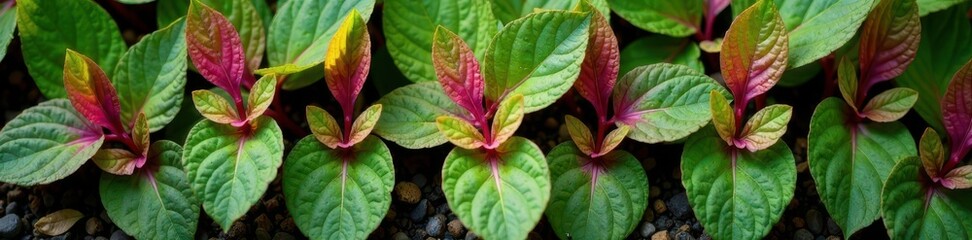 Stachys byzantina raw leaves scattered on the ground, botanical, raw