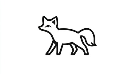 Obraz premium Walking fox line art, white background, simple design, logo use