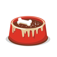 Vector icon of a dog bowl with food white background