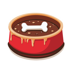 Vector icon of a dog bowl with food white background